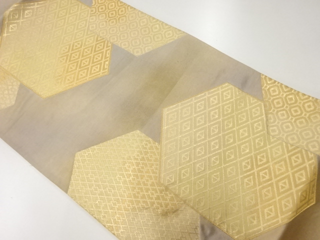 JAPANESE KIMONO / ANTIQUE FUKURO OBI / SILK / WOVEN KIKKO & RHOMBUS